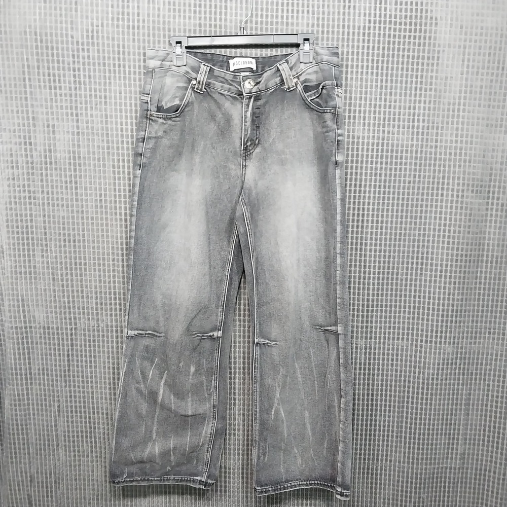 Disclosure Womens Jeans Angel Wing Graphic Straight Leg 11/30 Black